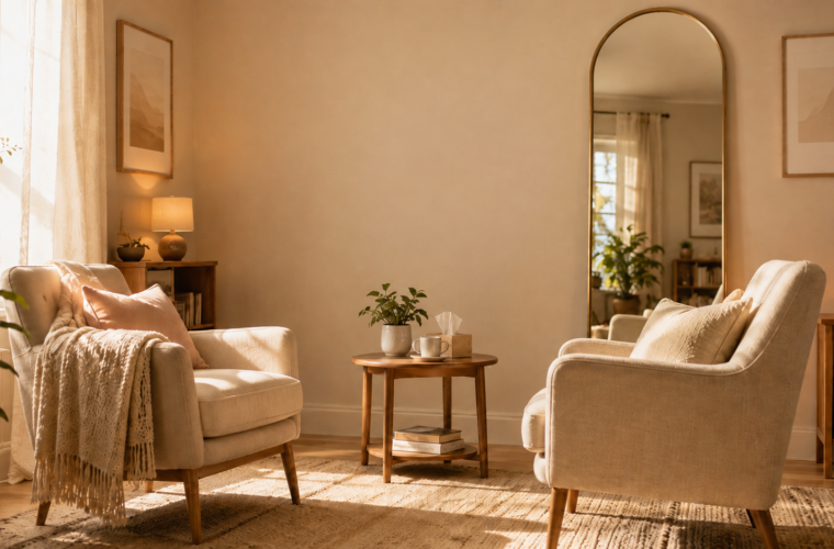 A warm and welcoming psychotherapy room
